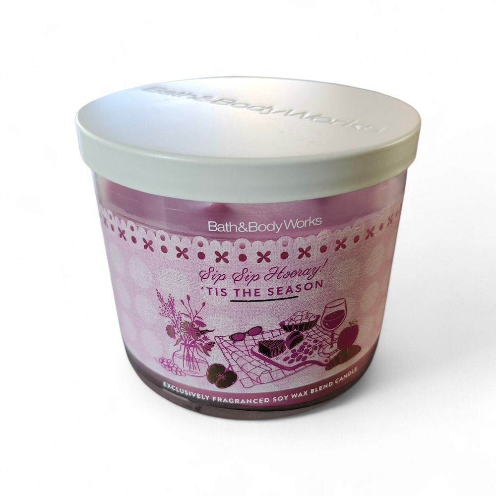 Bath & Body Works Tis The Season Sip Sip Hooray 3-Wick Candle 14.5oz 23' Holiday